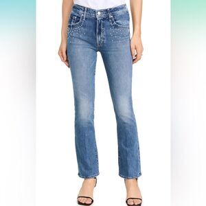 NWT MOTHER Women's The Insider Flood Jeans Stud size 34